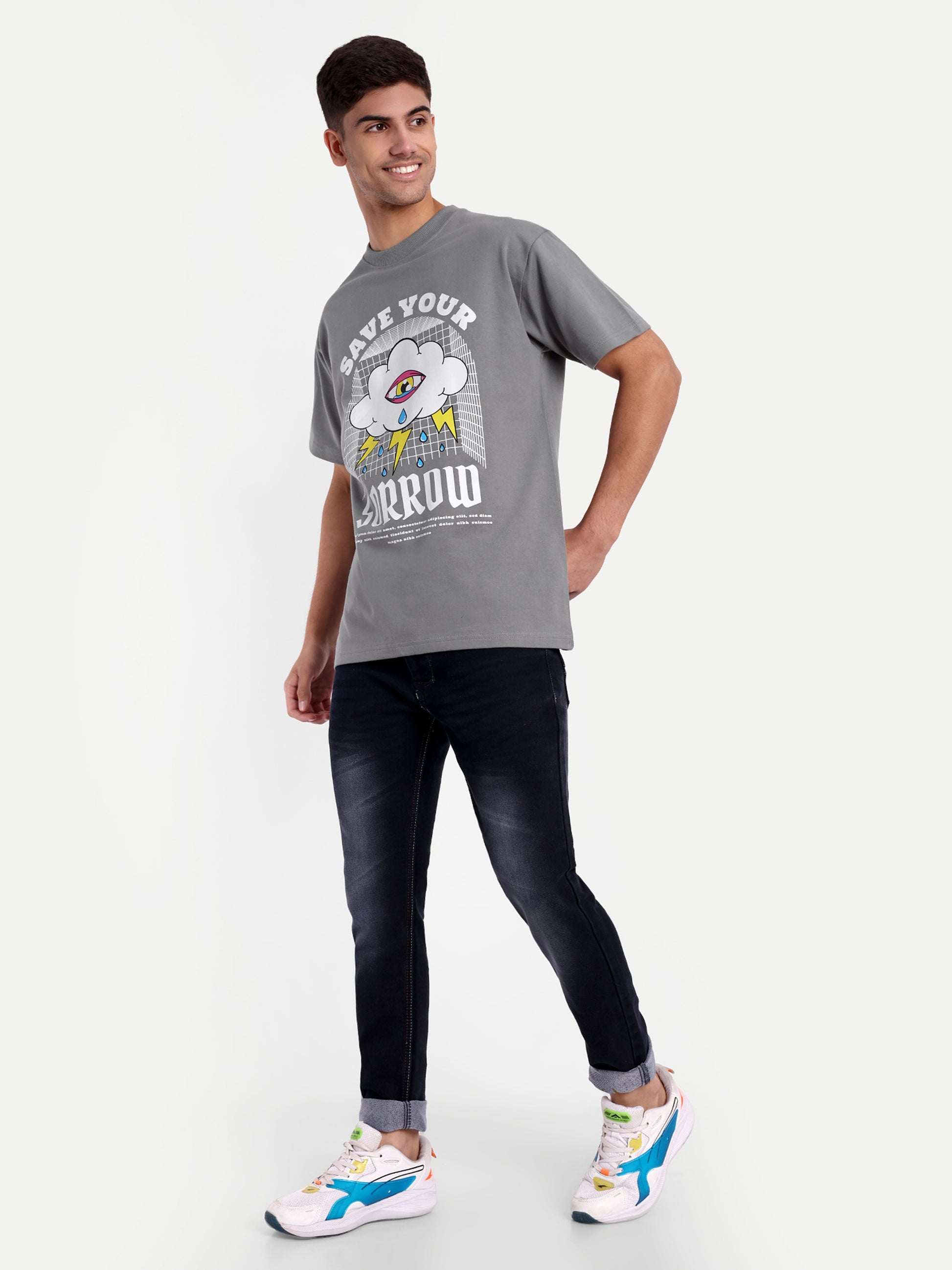 Save Your Sorrow Grey Oversized T-shirt
