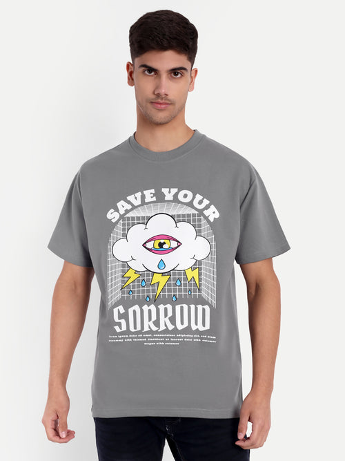 Save Your Sorrow Grey Oversized T-shirt