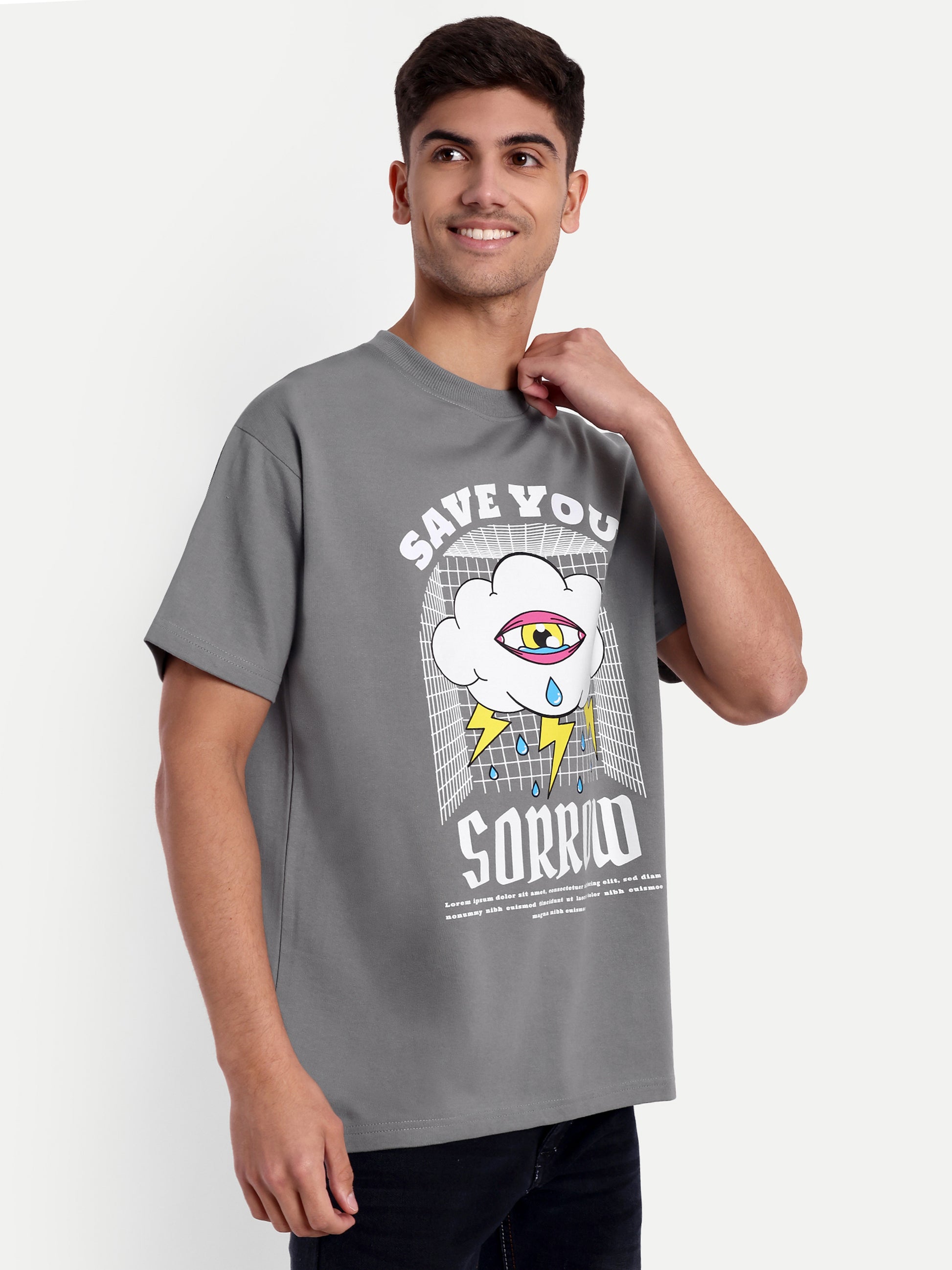 Save Your Sorrow Grey Oversized T-shirt