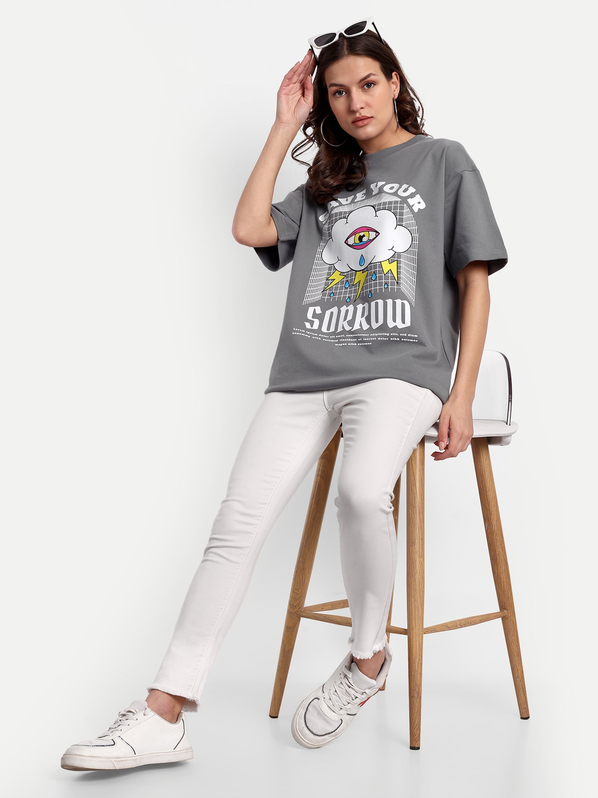 Save Your Sorrow Grey Oversized T-shirt