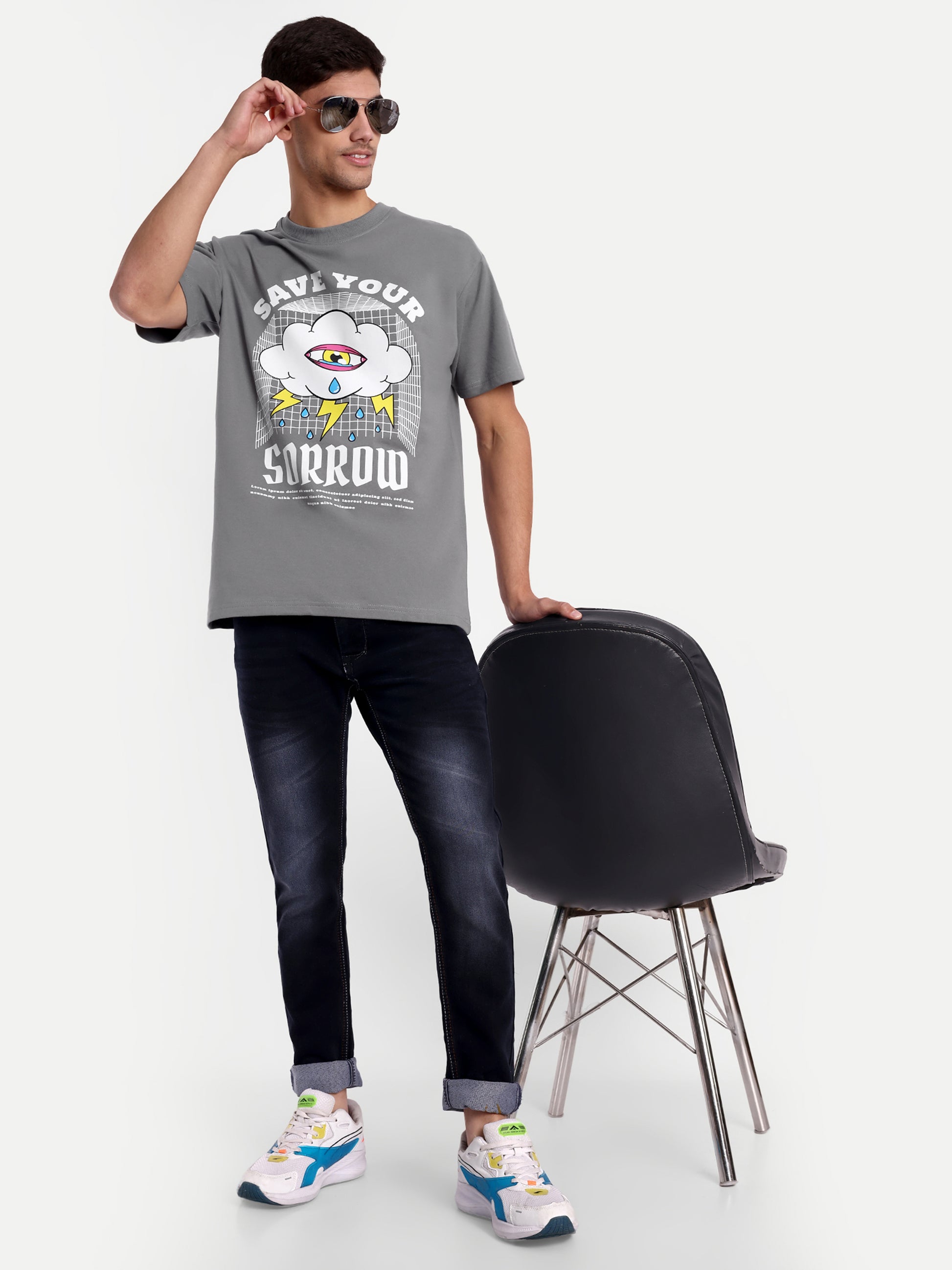 Save Your Sorrow Grey Oversized T-shirt